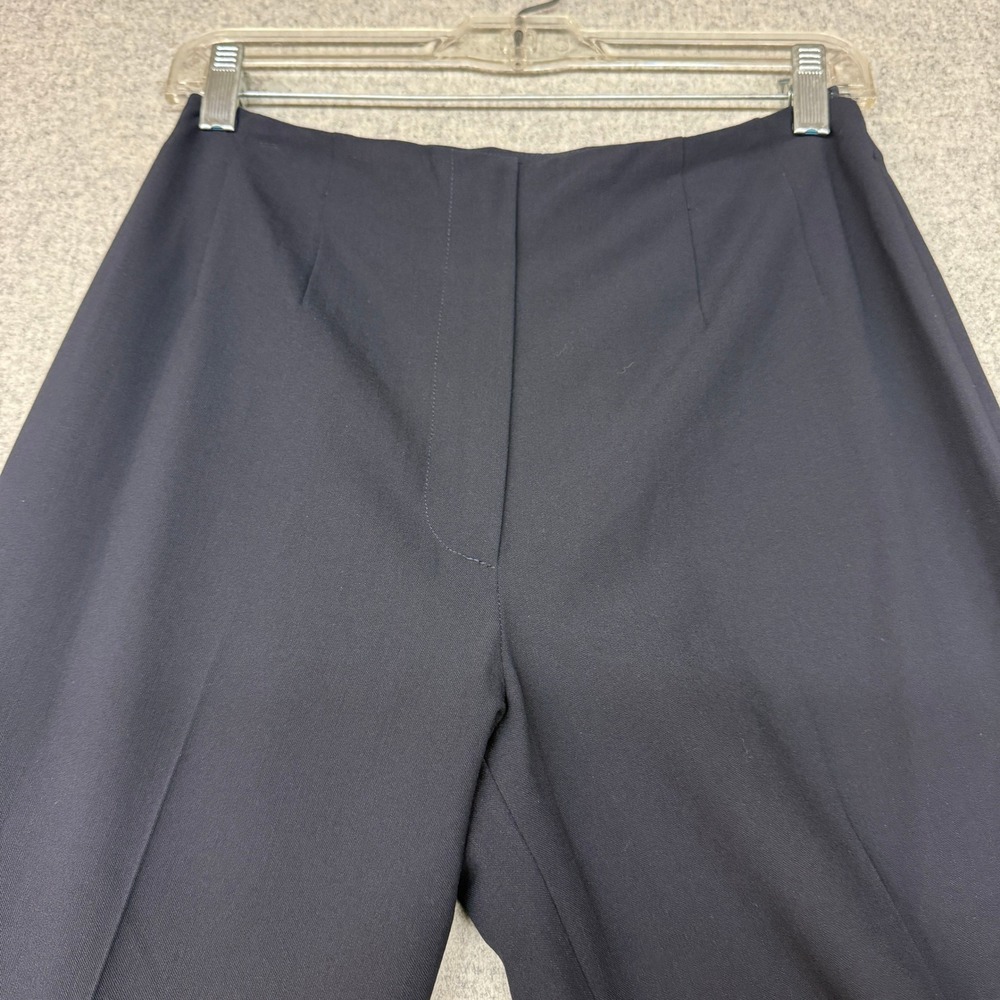 Piazza Sempione Dress Pants IT 44 US 8 Navy Blue Wide Leg Stretch Wool Side Zip - Picture 6 of 9